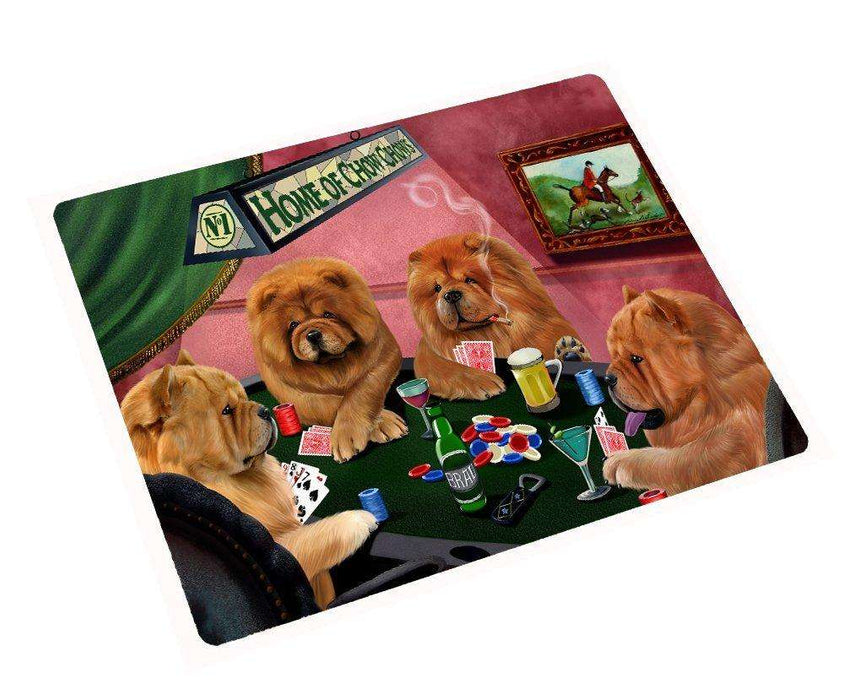 Home of Chow Chow 4 Dogs Playing Poker Large Tempered Cutting Board 15.74" x 11.8" x 5/32"