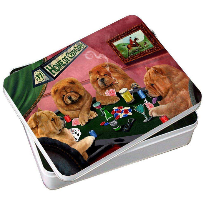 Home of Chow Chow 4 Dogs Playing Poker Photo Tin