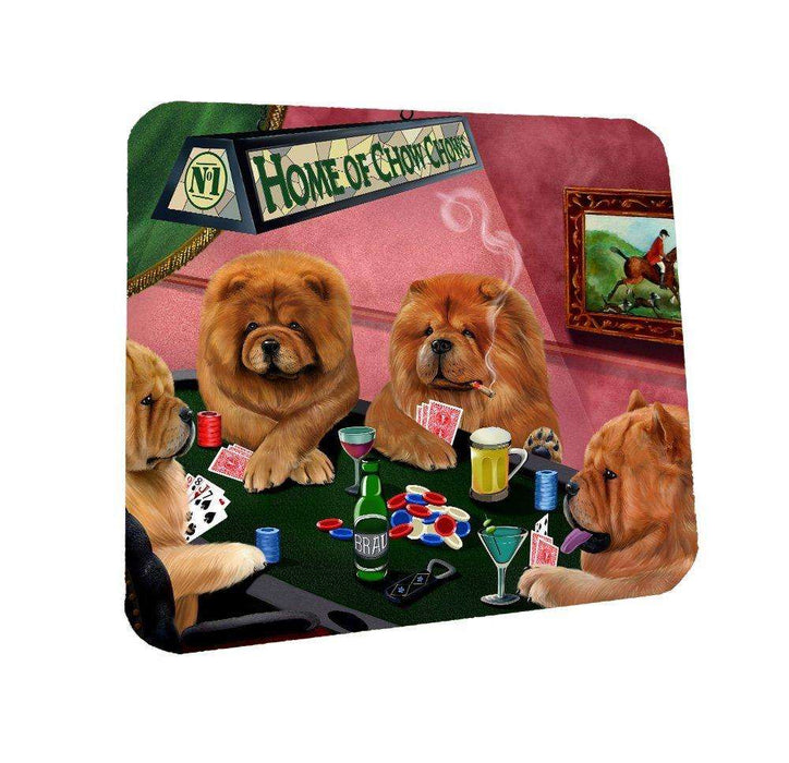 Home of Chow Chow Coasters 4 Dogs Playing Poker (Set of 4)