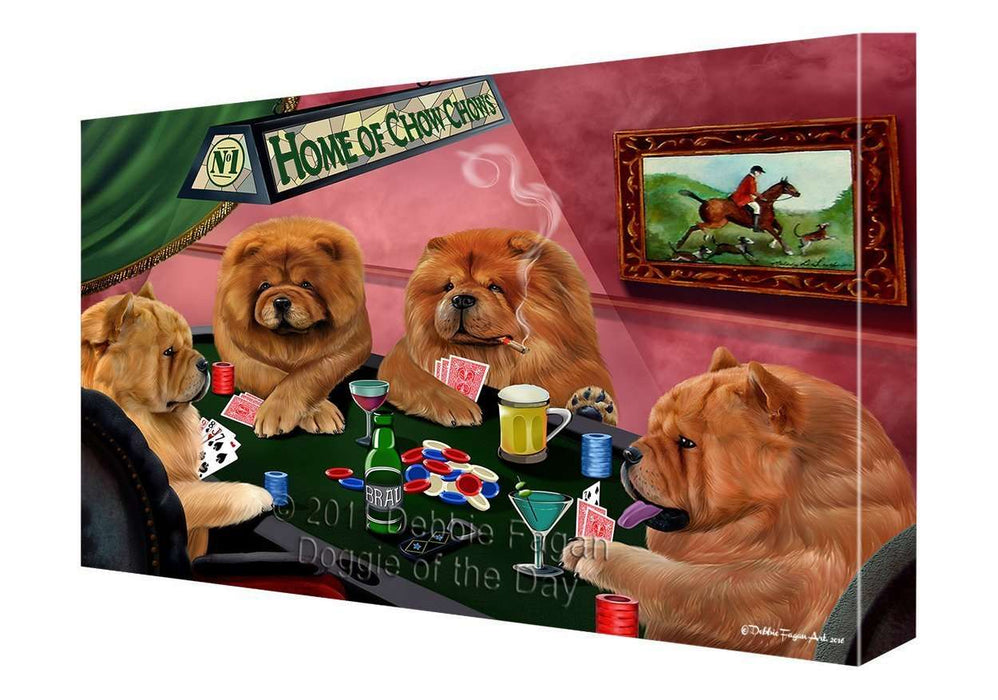 Home of Chow Chow Dogs Playing Poker Canvas Gallery Wrap 1.5" Inch