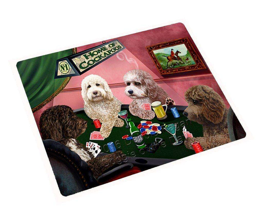 Home of Cockapoo 4 Dogs Playing Poker Tempered Cutting Board