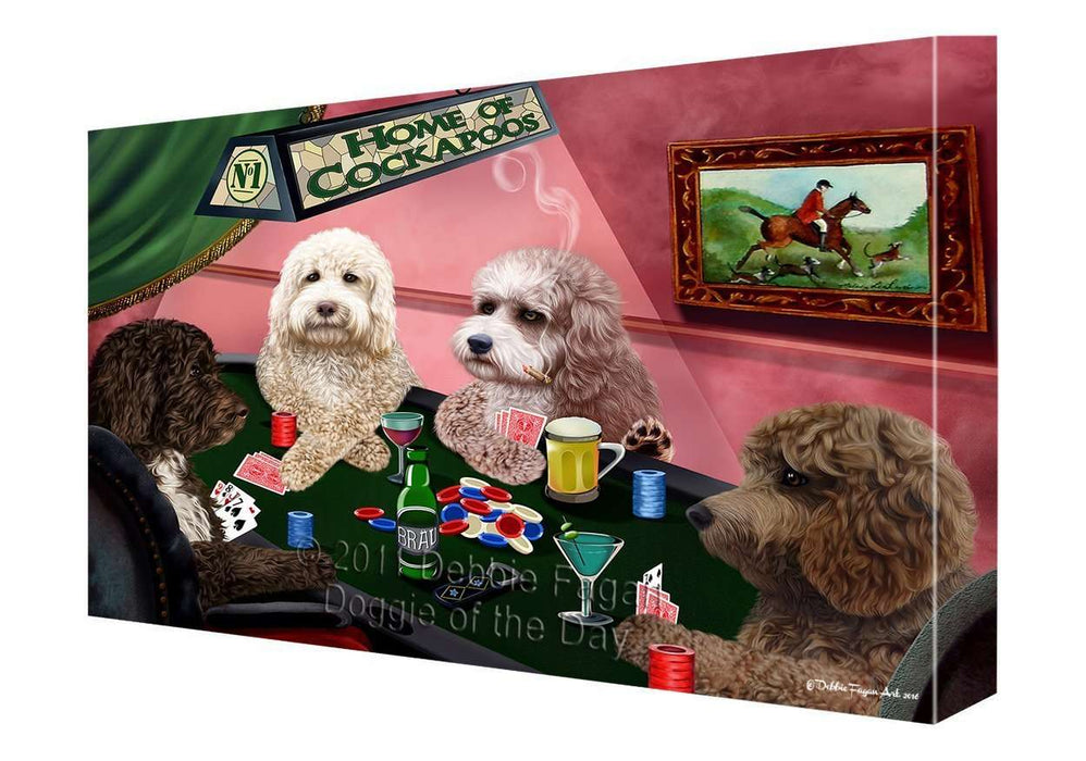 Home of Cockapoo Dogs Playing Poker Canvas Gallery Wrap 1.5" Inch