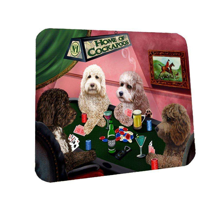 Home of Cockapoos 4 Dogs Playing Poker Coasters Set of 4