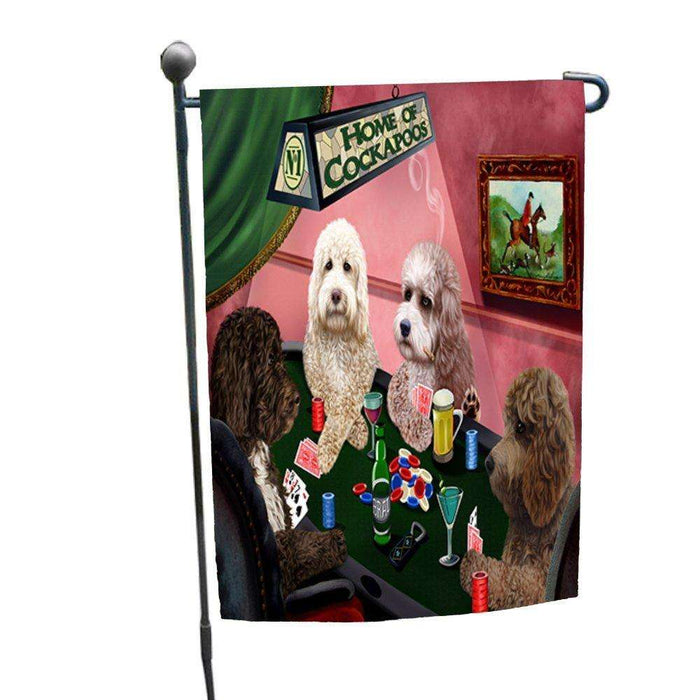 Home of Cockapoos 4 Dogs Playing Poker Garden Flag