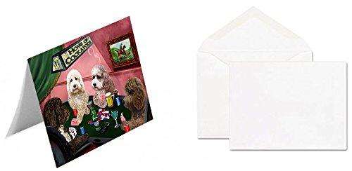 Home of Cockapoos 4 Dogs Playing Poker Handmade Artwork Assorted Pets Greeting Cards and Note Cards with Envelopes for All Occasions and Holiday Seasons