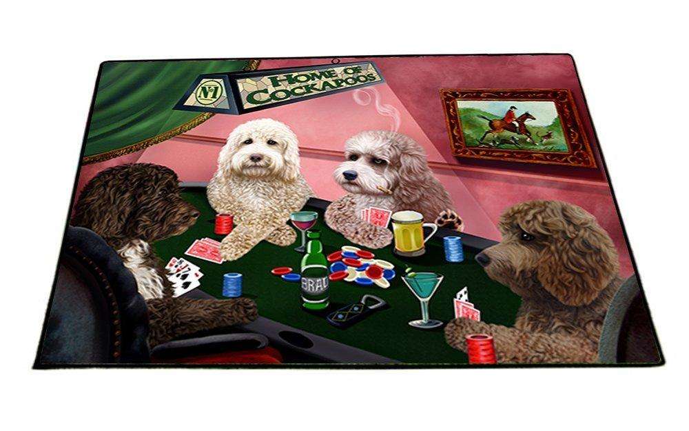 Home of Cockapoos 4 Dogs Playing Poker Indoor/Outdoor Floormat