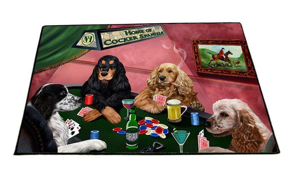 Home of Cocker Spaniel 4 Dogs Playing Poker Floormat 24" x 36"