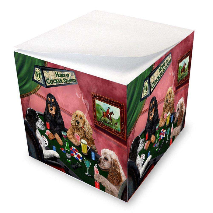 Home of Cocker Spaniel 4 Dogs Playing Poker Note Cube