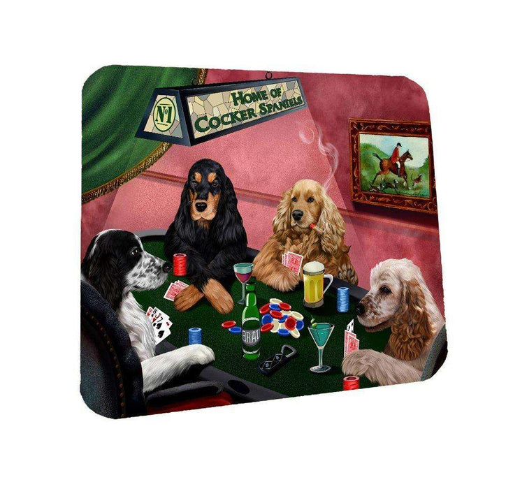 Home of Cocker Spaniel Coasters 4 Dogs Playing Poker (Set of 4)