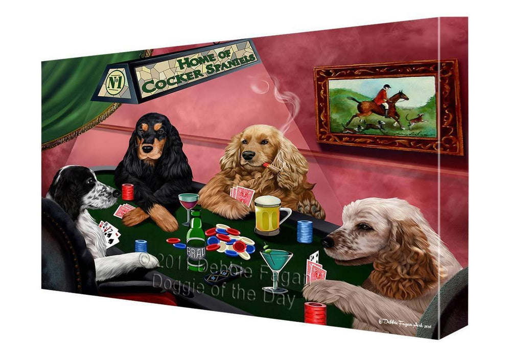Home of Cocker Spaniel Dogs Playing Poker Canvas Gallery Wrap 1.5" Inch