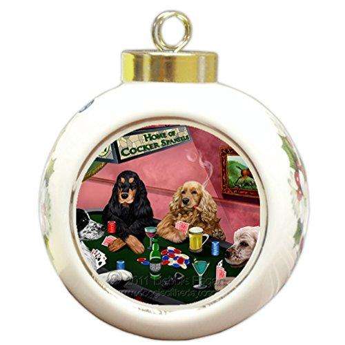 Home of Cocker Spaniels Christmas Holiday Ornament 4 Dogs Playing Poker