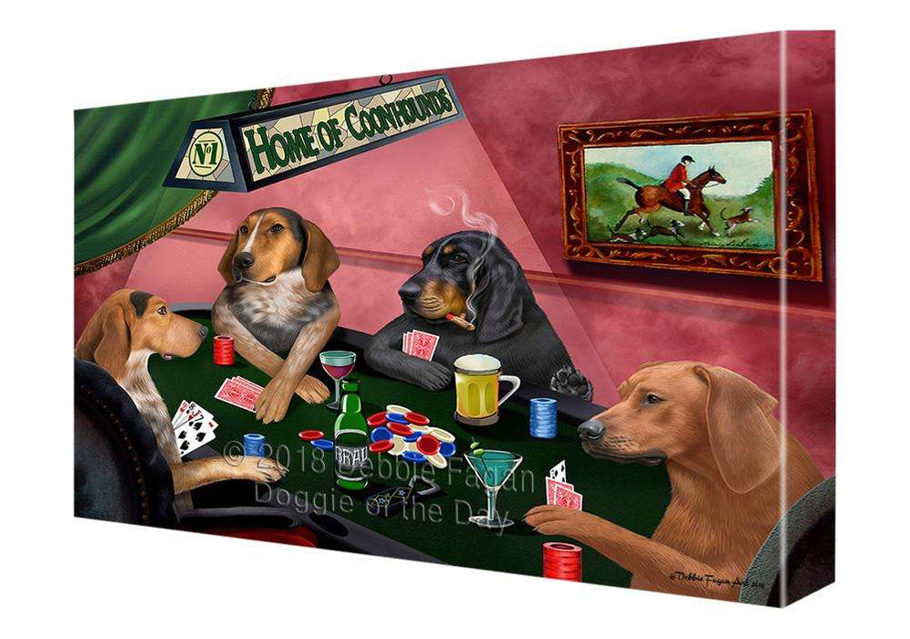 Home of Coonhound 4 Dogs Playing Poker Canvas Print Wall Art Décor CVS106973