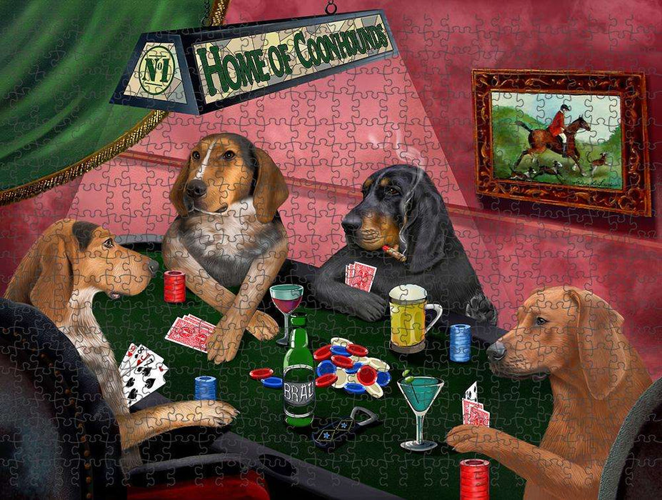 Home of Coonhound 4 Dogs Playing Poker Puzzle with Photo Tin PUZL84544