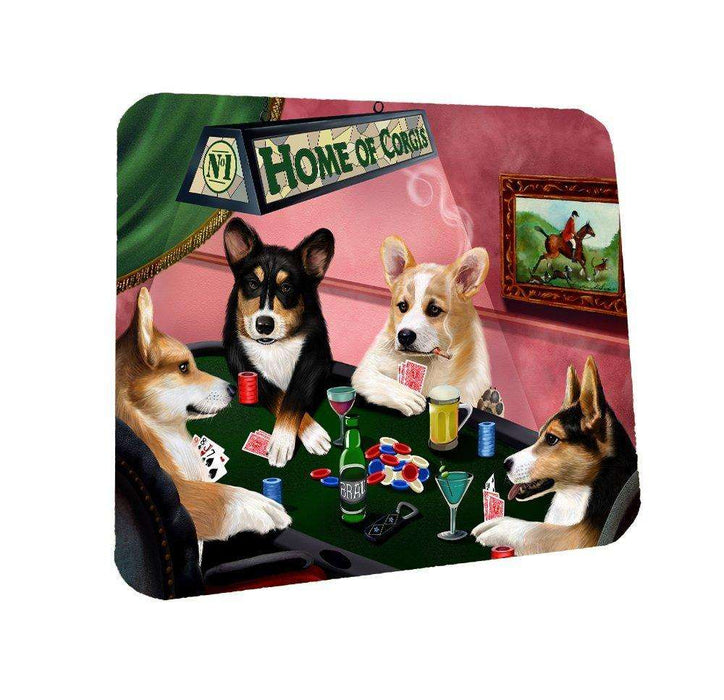 Home of Corgi Coasters 4 Dogs Playing Poker (Set of 4)