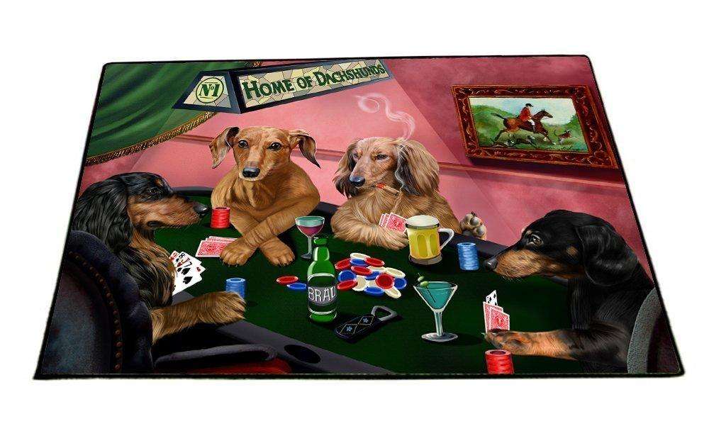 Home of Dachshund 4 Dogs Playing Poker Floormat 24" x 36"