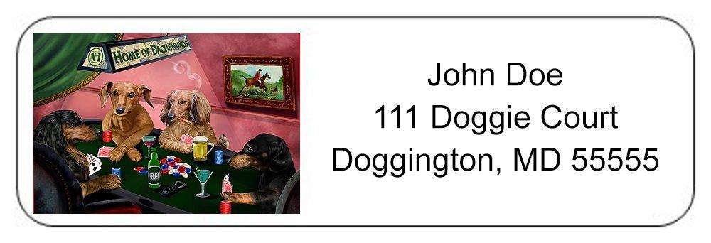 Home of Dachshund 4 Dogs Playing Poker Return Address Label