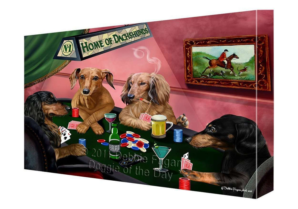 Home of Dachshund Dogs Playing Poker Canvas Gallery Wrap 1.5" Inch