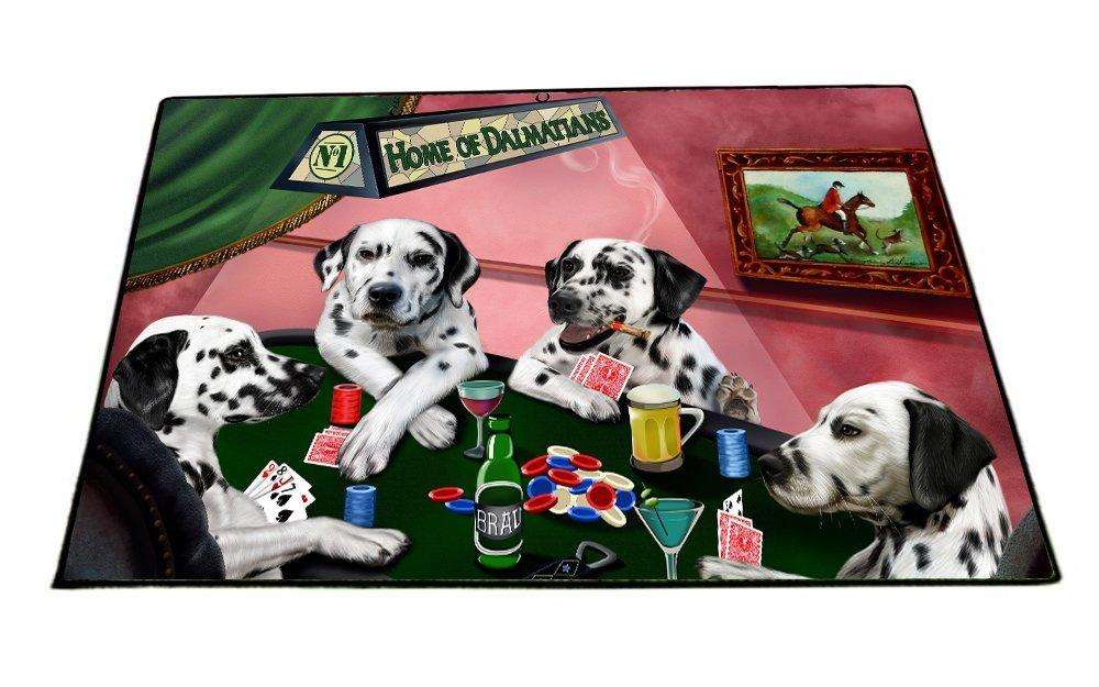 Home of Dalmatian 4 Dogs Playing Poker Floormat 18" x 24"