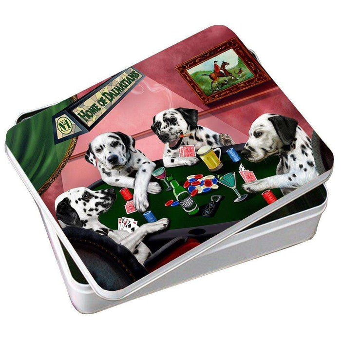 Home of Dalmatian 4 Dogs Playing Poker Photo Tin