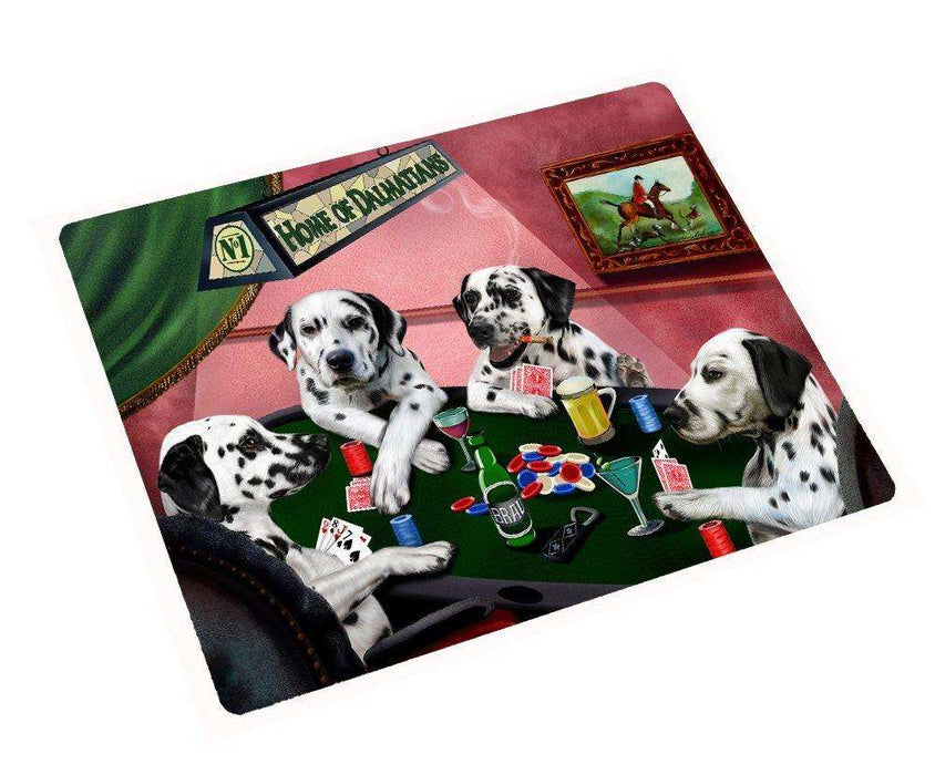 Home of Dalmatians 4 Dogs Playing Poker Large Tempered Cutting Board 15.74" x 11.8" x 5/32"