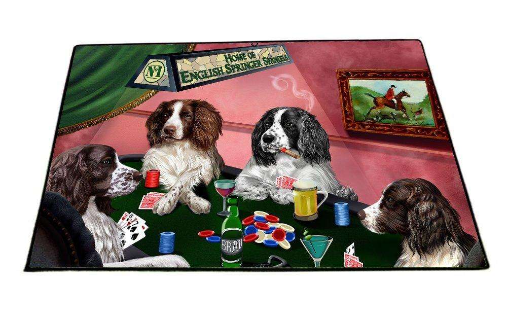 Home of English Springer Spaniel 4 Dogs Playing Poker Floormat 24" x 36"