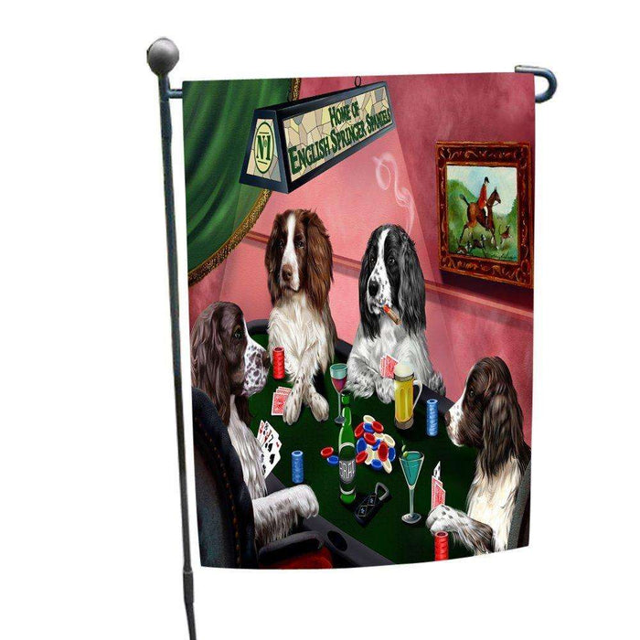 Home of English Springer Spaniel 4 Dogs Playing Poker Garden Flag