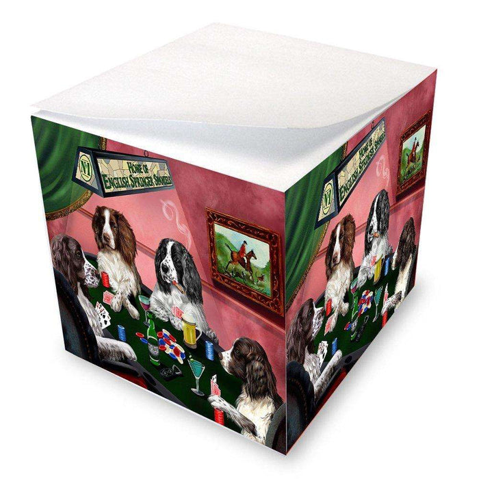 Home of English Springer Spaniel 4 Dogs Playing Poker Note Cube