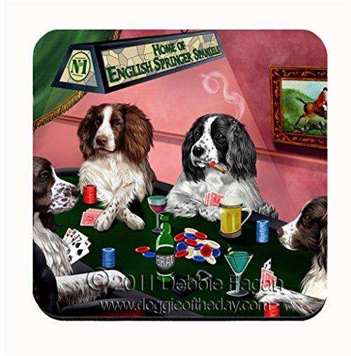 Home of English Springer Spaniel Coasters 4 Dogs Playing Poker (Set of 4)