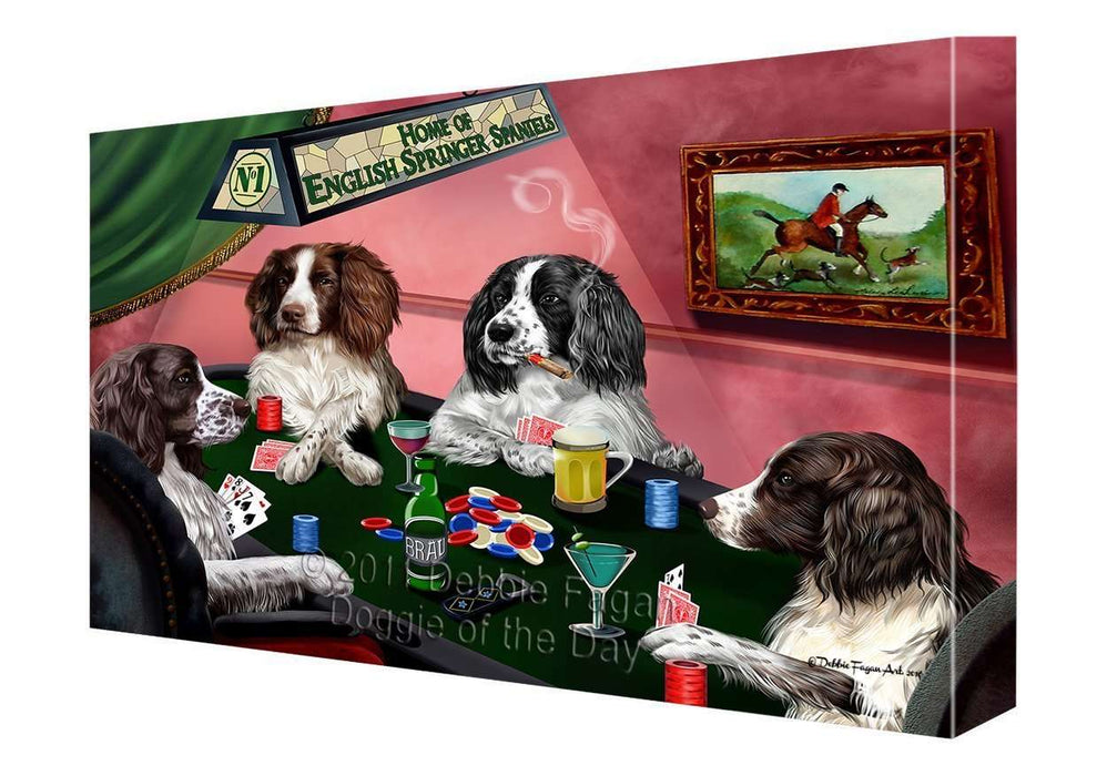 Home of English Springer Spaniel Dogs Playing Poker Canvas Gallery Wrap 1.5" Inch
