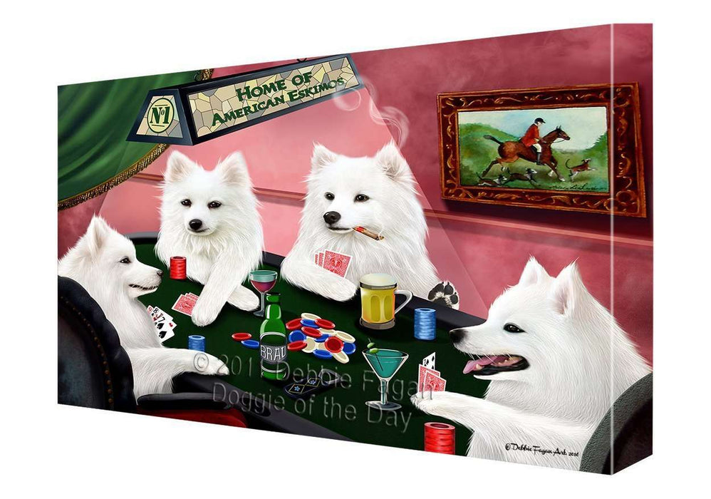 Home of Eskimo Dogs Playing Poker Canvas Gallery Wrap 1.5" Inch