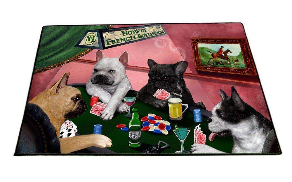 Home of French Bulldog 4 Dogs Playing Poker Floormat 24" x 36"
