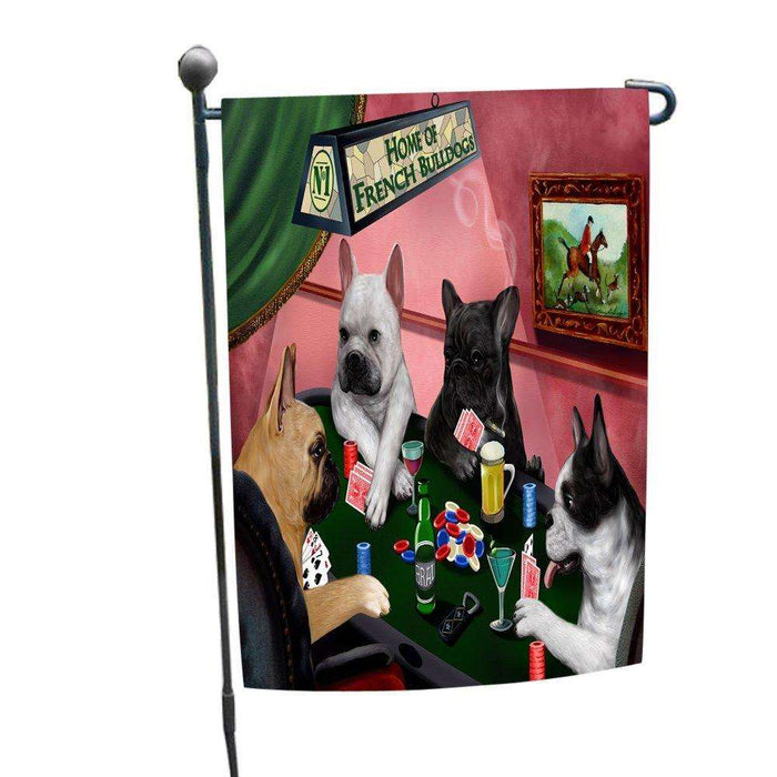 Home of French Bulldog 4 Dogs Playing Poker Garden Flag