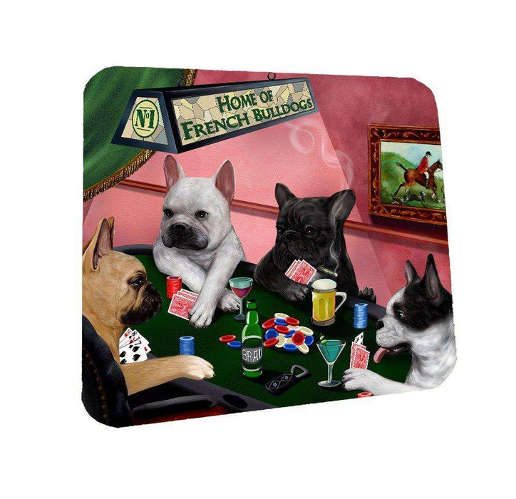 Home of French Bulldog Coasters 4 Dogs Playing Poker (Set of 4)
