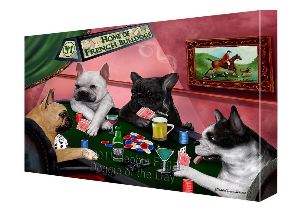 Home of French Bulldog Dogs Playing Poker Canvas Gallery Wrap 1.5" Inch