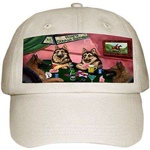 Home of German Shepherd 4 Dogs Playing Poker Hat Off White