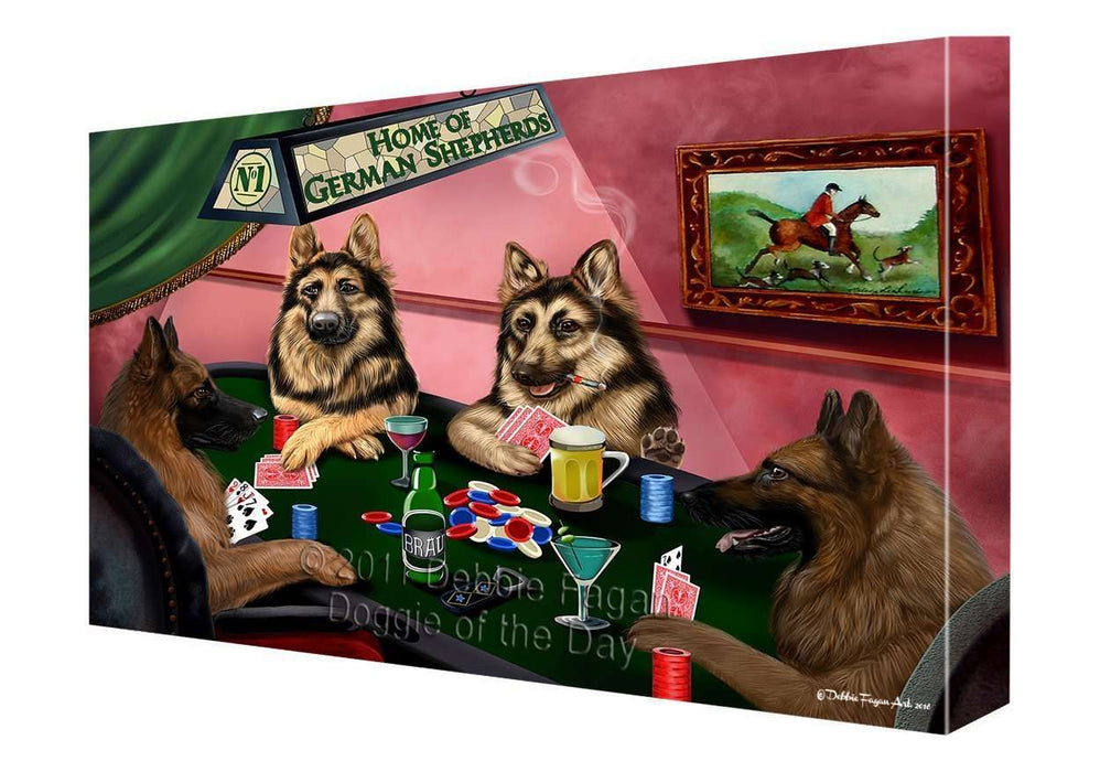 Home of German Shepherd Dogs Playing Poker Canvas Gallery Wrap 1.5" Inch