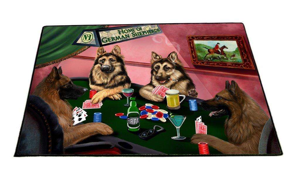 Home of German Shepherds 4 Dogs Playing Poker Floormat 18" x 24"