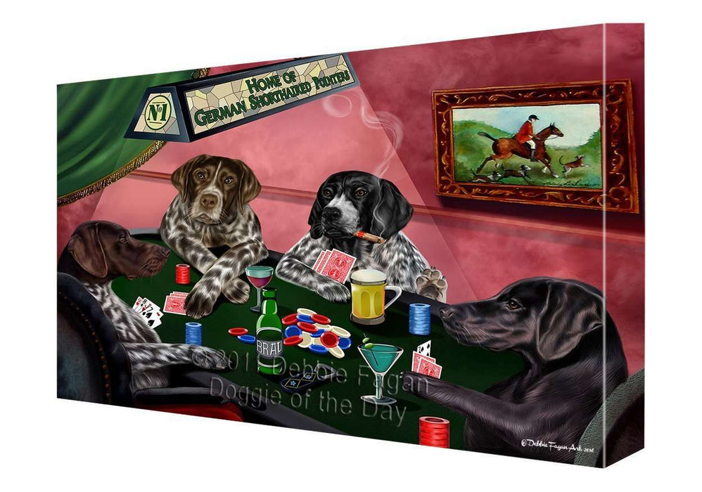 Home of German Shorthaired Pointer Dogs Playing Poker Canvas Gallery Wrap 1.5" Inch