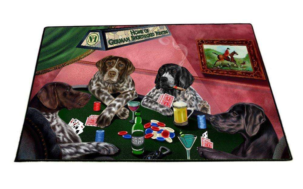 Home of German Shorthaired Pointers 4 Dogs Playing Poker Floormat 18" x 24"