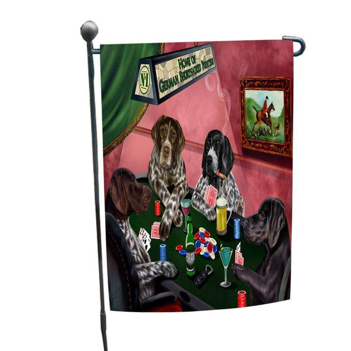 Home of German Shorthaired Pointers 4 Dogs Playing Poker Garden Flag