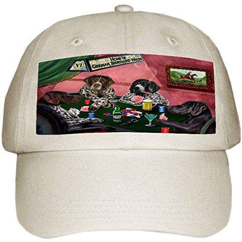 Home of German Shorthaired Pointers 4 Dogs Playing Poker Hat Off White