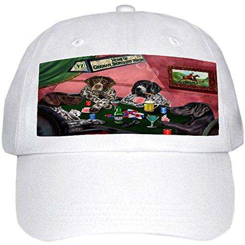Home of German Shorthaired Pointers 4 Dogs Playing Poker Hat White