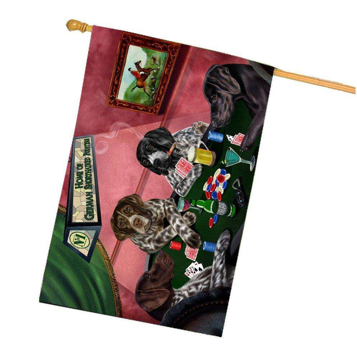 Home of German Shorthaired Pointers 4 Dogs Playing Poker House Flag