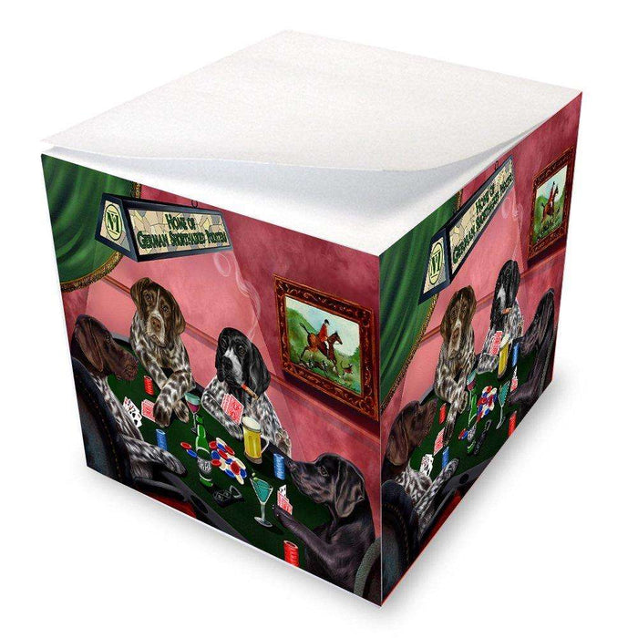 Home of German Shorthaired Pointers 4 Dogs Playing Poker Note Cube
