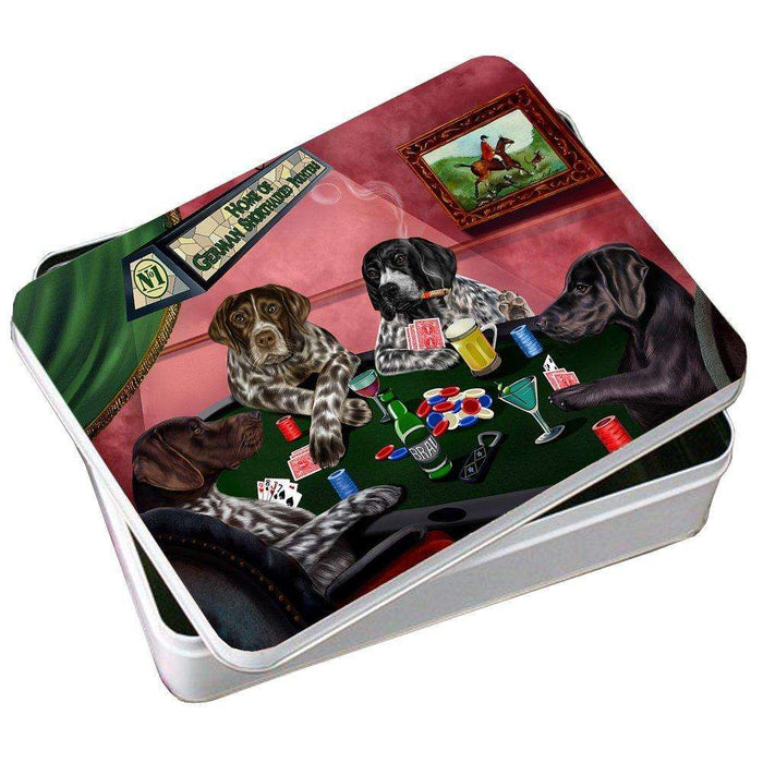 Home of German Shorthaired Pointers 4 Dogs Playing Poker Photo Tin
