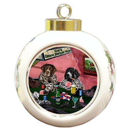 Home of German Shorthaired Pointers Christmas Holiday Ornament 4 Dogs Playing Poker
