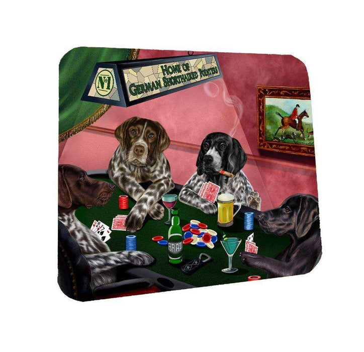 Home of German Shorthaired Pointers Coasters 4 Dogs Playing Poker (Set of 4)