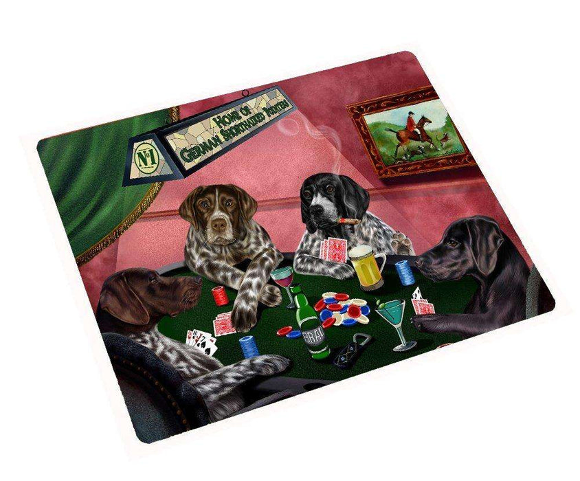 Home of German Shorthaired Pointers Tempered Cutting Board 4 Dogs Playing Poker