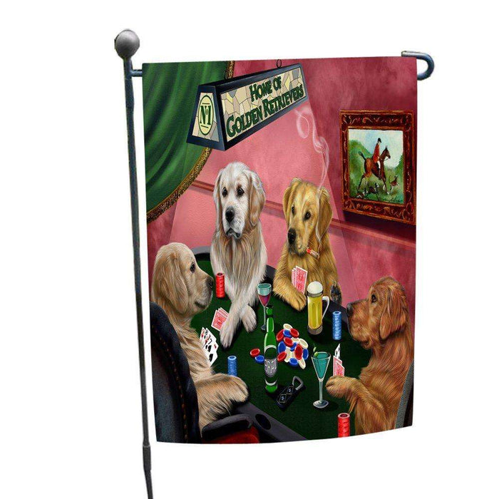 Home of Golden Retriever 4 Dogs Playing Poker Garden Flag