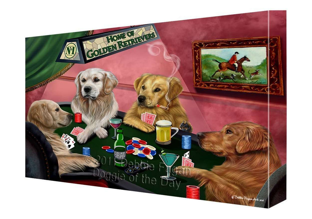 Home of Golden Retriever Dogs Playing Poker Canvas Gallery Wrap 1.5" Inch